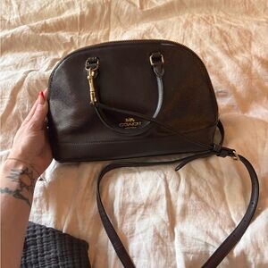 Coach Dark Purple Leather Dome Crossbody Bag